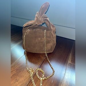Brand-New Cuyana Mini Suede Bow Bag w/Chain